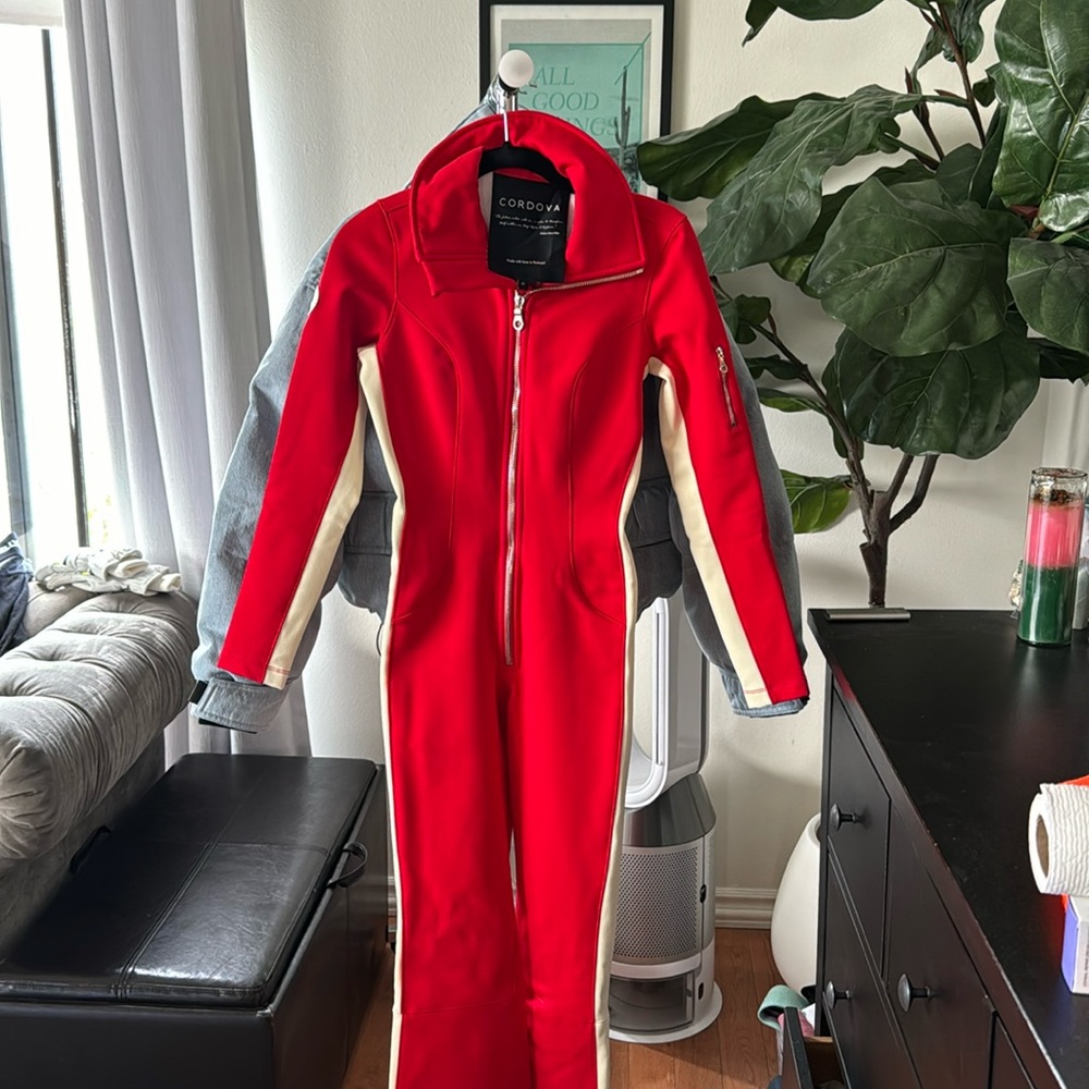 Red Cordova ski suit